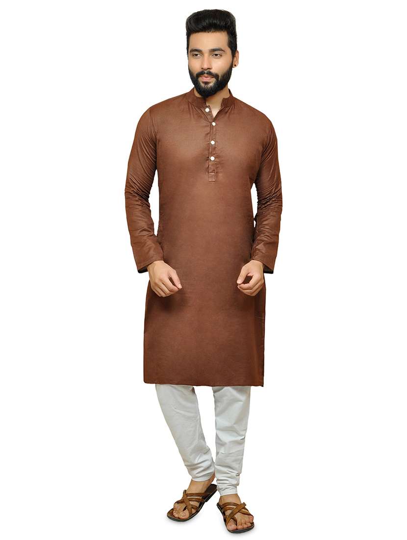 brown solid long kurta