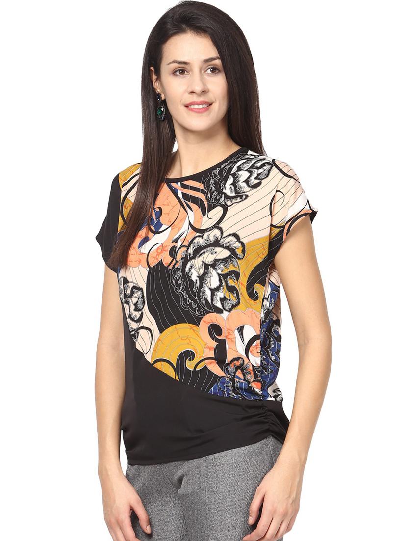 round neck printed regular top - 18408816 - Standard Image - 1
