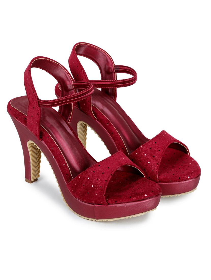 maroon synthetic back strap sandals - 18409283 - Standard Image - 1