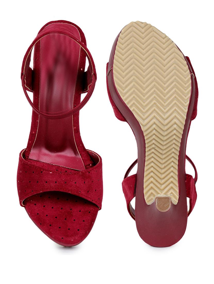 maroon synthetic back strap sandals - 18409283 - Standard Image - 4