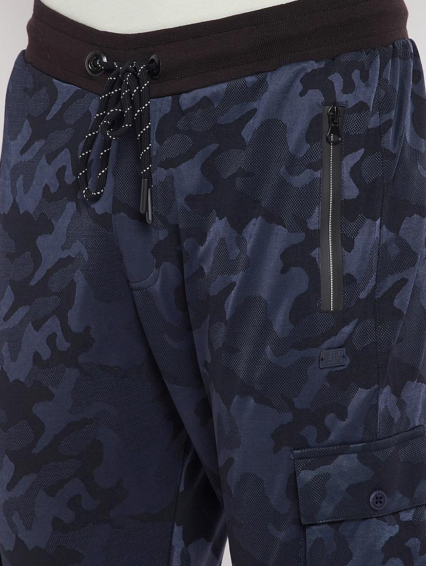 dark blue printed joggers track pant - 18409321 - Standard Image - 4