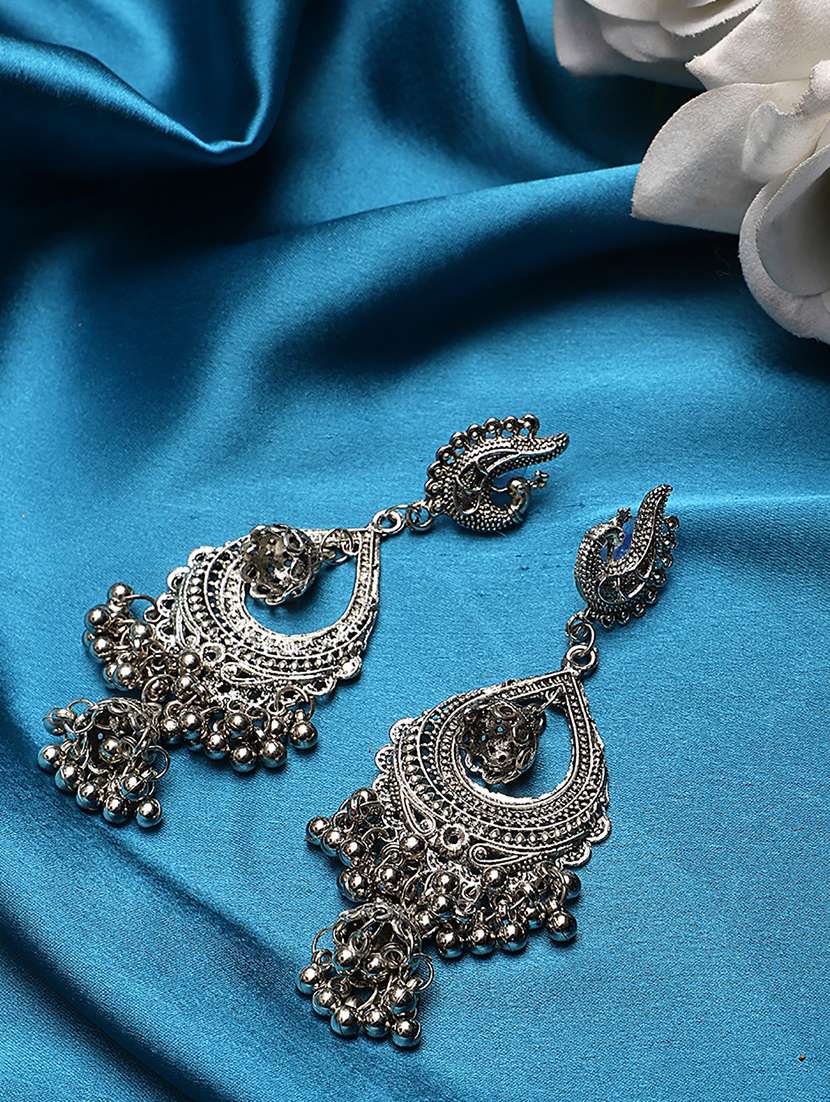 silver metal drop earring