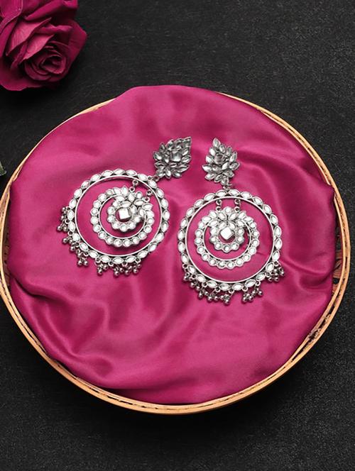 silver metal chandballi earring - 18409413 -  Standard Image - 0