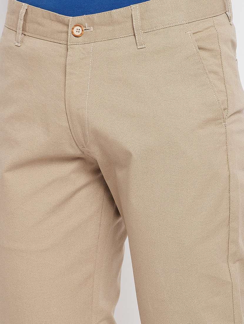 beige solid flat front casual trouser - 18409457 -  Standard Image - 4
