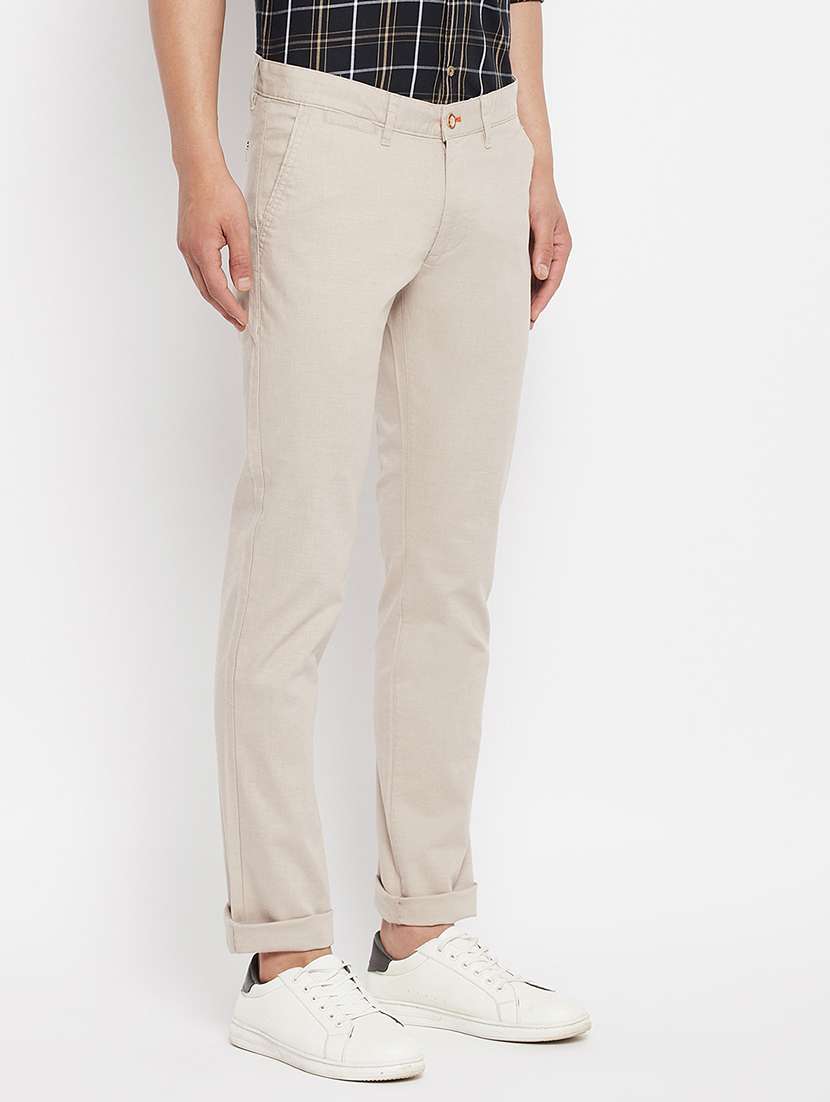 white solid flat front casual trouser - 18409460 -  Standard Image - 1