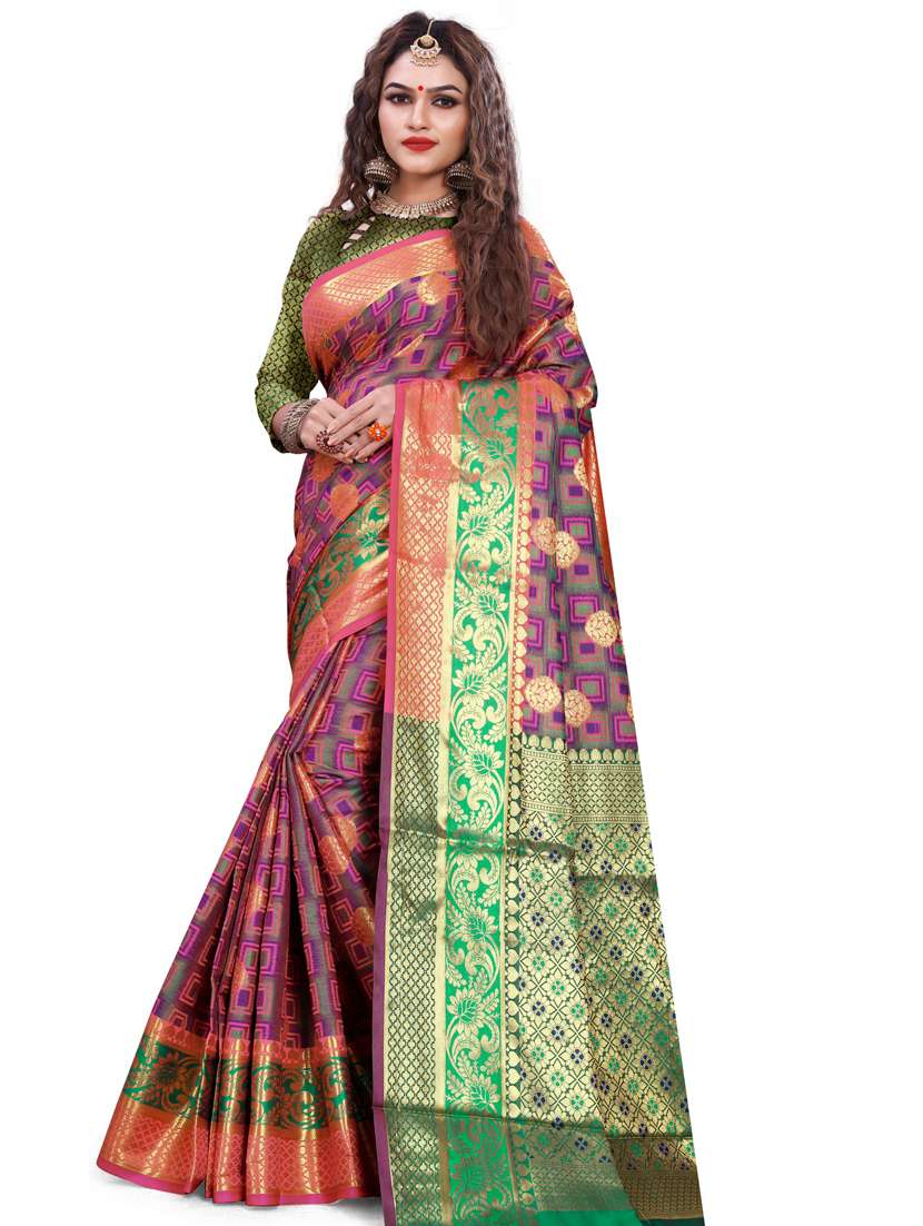 peach cotton silk saree with blouse