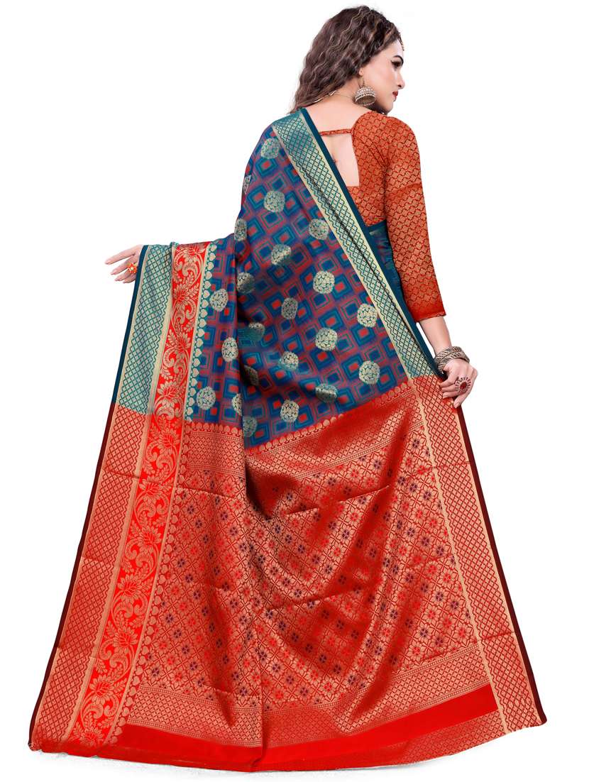 green cotton silk saree with blouse - 18409804 -  Standard Image - 1