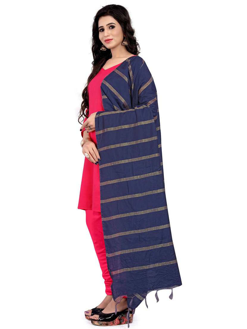 blue woven striped dupatta with fringes - 18409810 -  Standard Image - 1