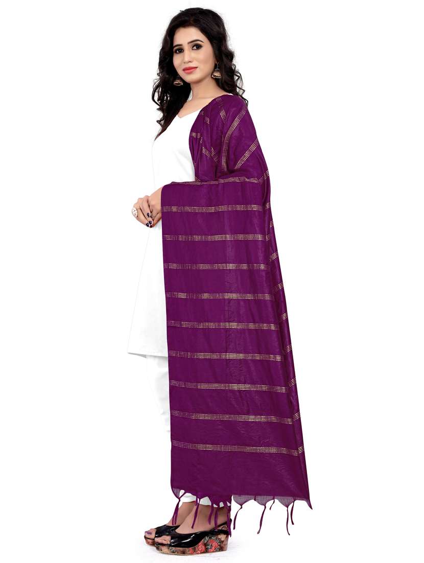purple cotton blend dupatta - 18409816 -  Standard Image - 1