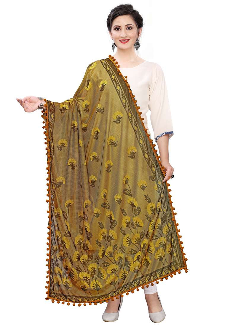 mustard poly silk dupatta