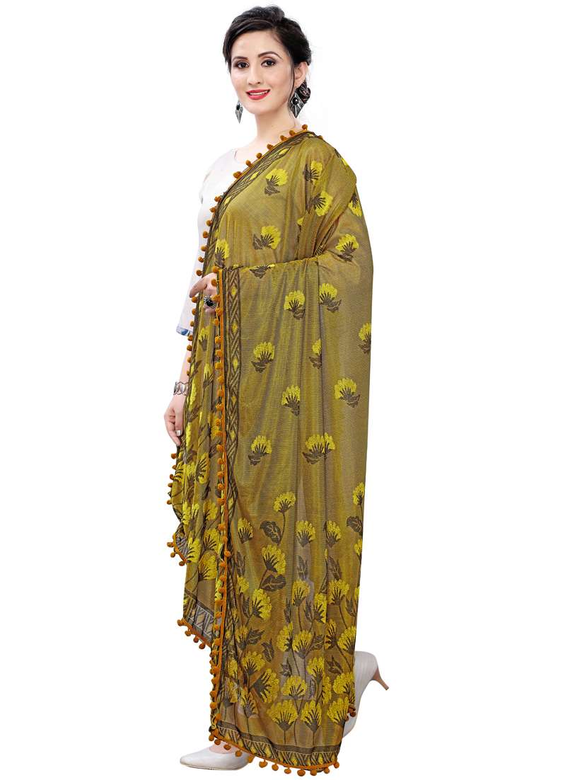 mustard poly silk dupatta - 18409827 -  Standard Image - 1