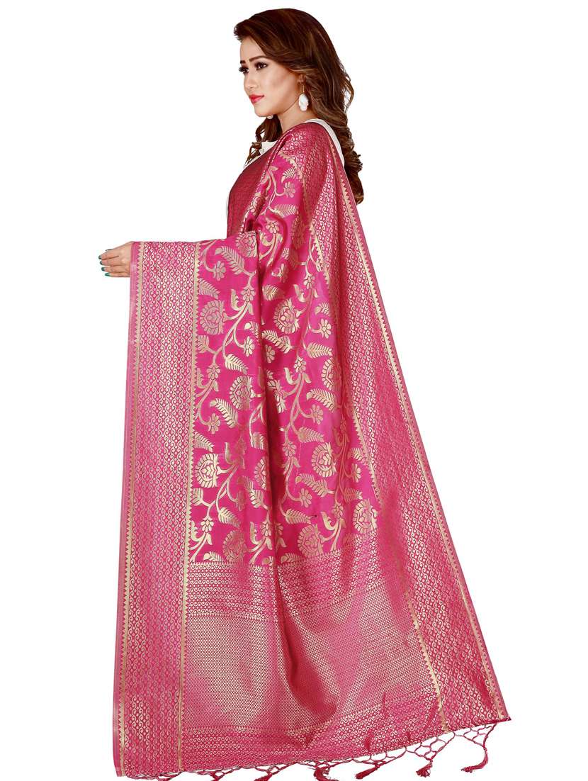 pink silk blend dupatta - 18409831 -  Standard Image - 1