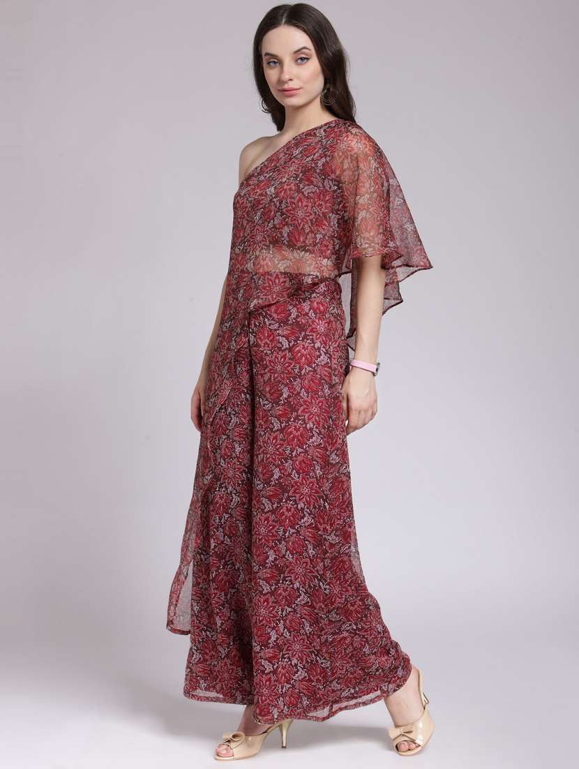 single shoulder top and palazzo set - 18410103 -  Standard Image - 1