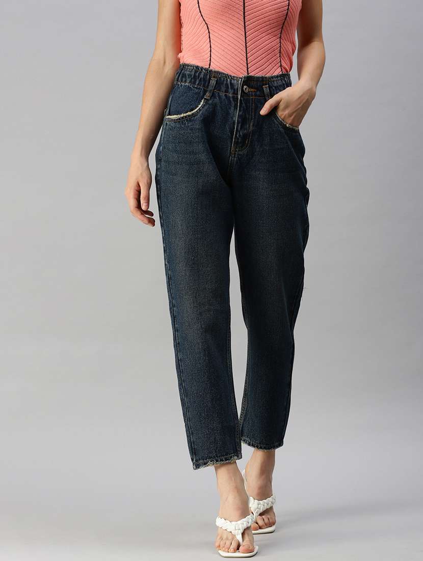 women's plain mom fit jeans