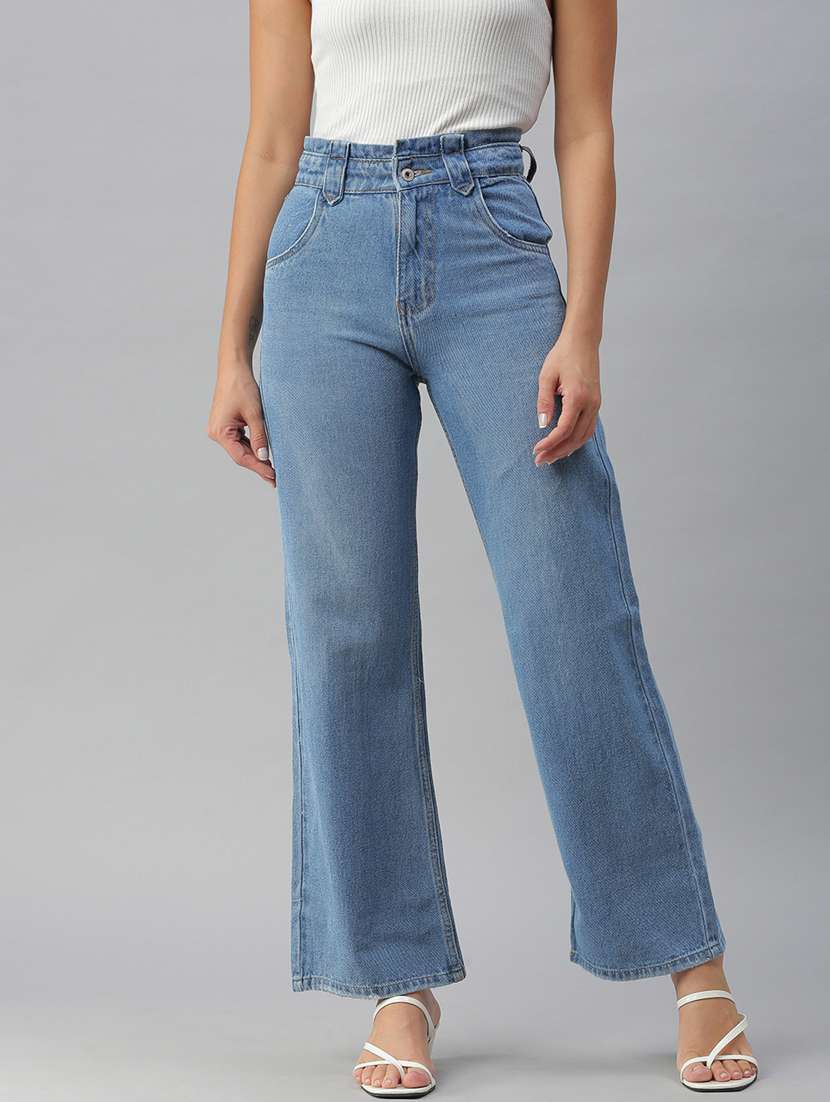 high rise stone washed jeans