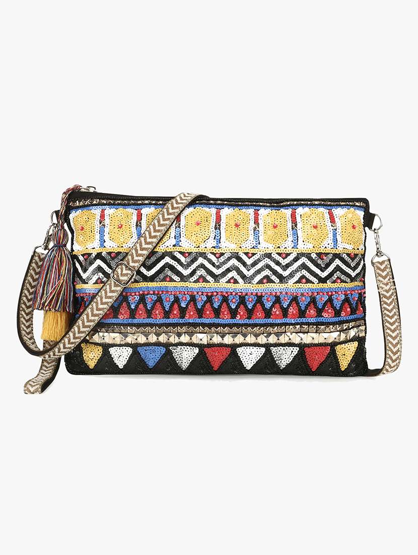 black embellished regular sling bag