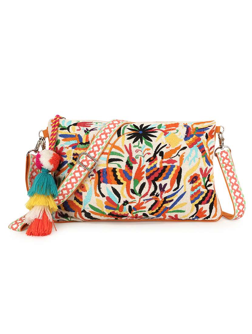 natural embroidered regular sling bag
