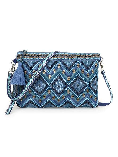 blue embellished regular sling bag - 18410745 -  Standard Image - 0