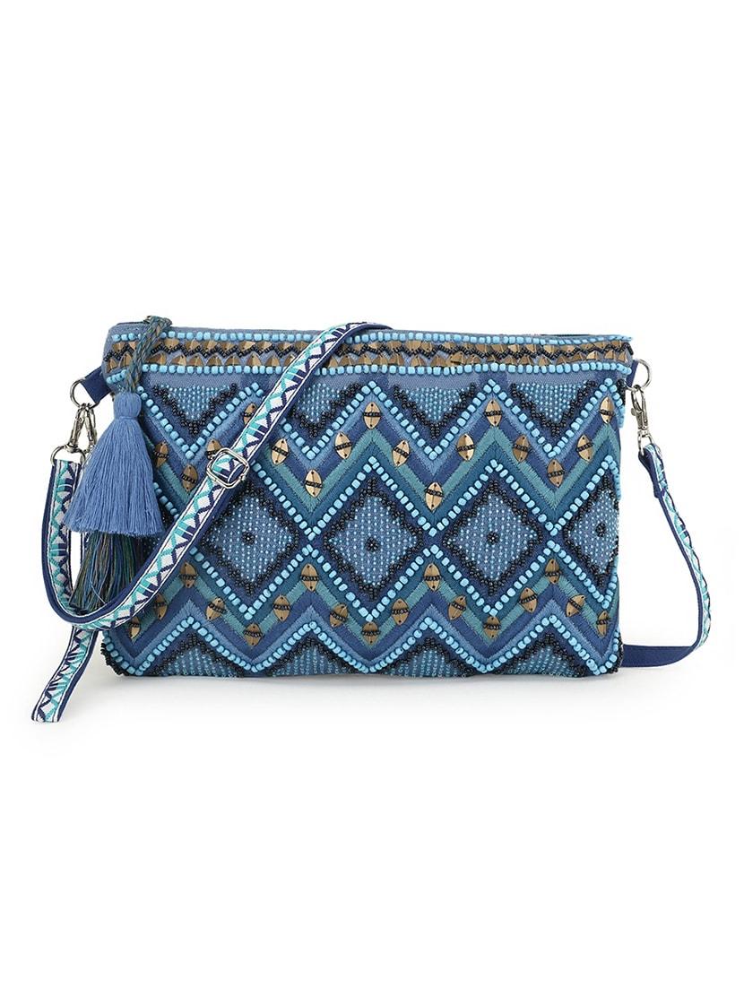 blue embellished regular sling bag - 18410745 -  Zoom Image - 0
