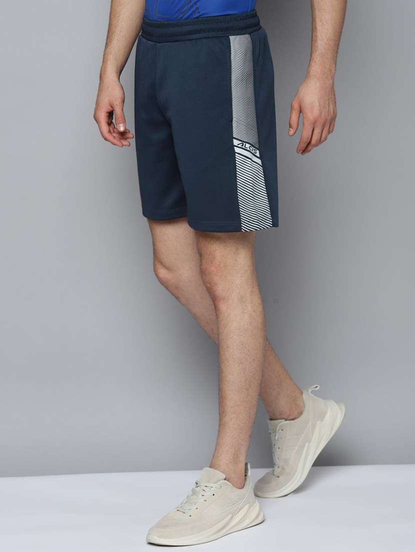 men navy blue color block shorts - 18411077 -  Standard Image - 1