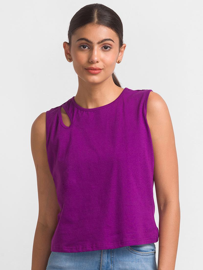 women's straight round neck top - 18411415 -  Zoom Image - 0