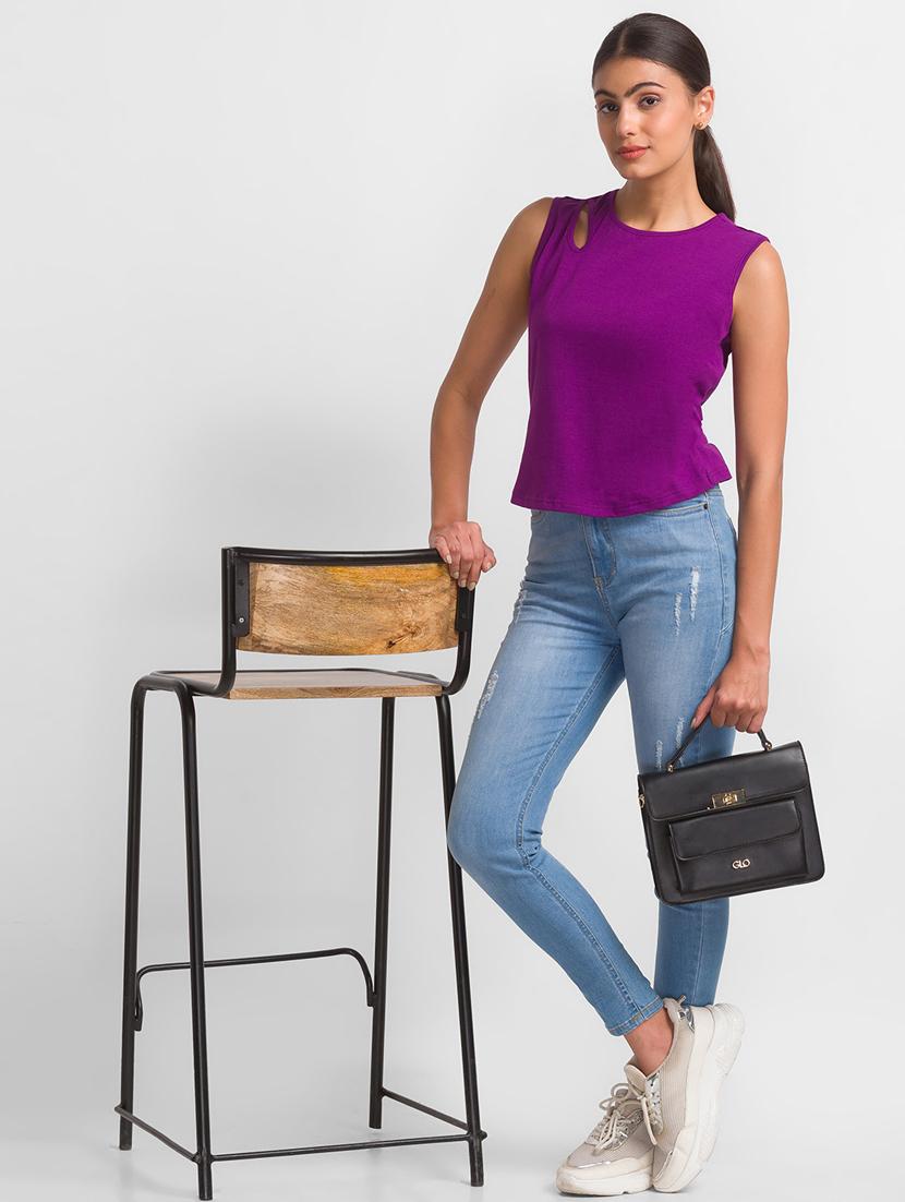 women's straight round neck top - 18411415 - Standard Image - 4
