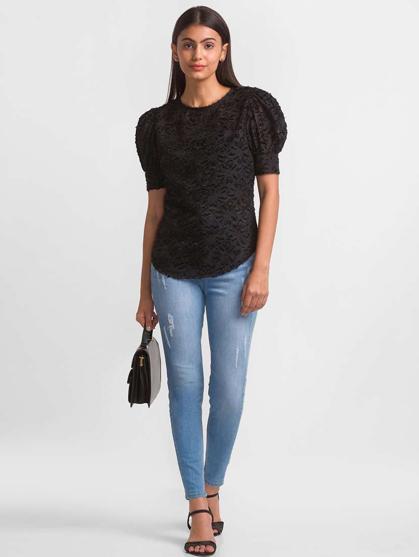 women's straight round neck top - 18411420 -  Standard Image - 4