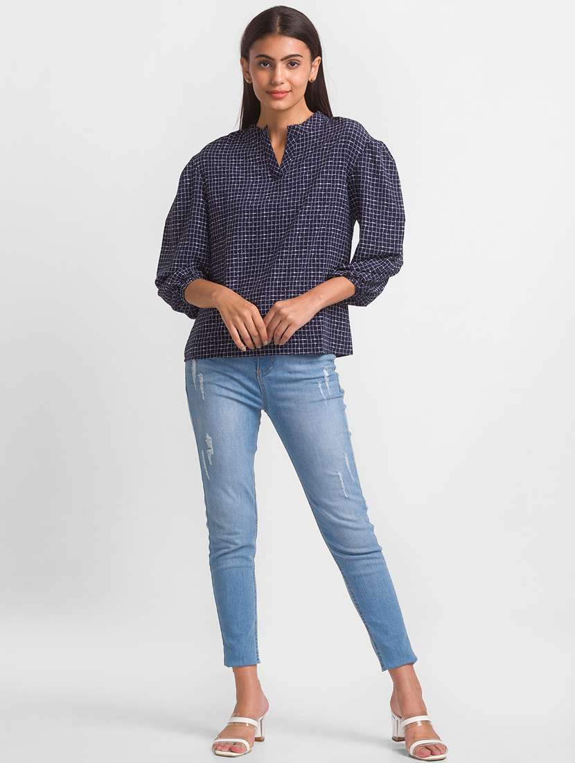 women's straight mandarin neck top - 18411421 -  Standard Image - 4