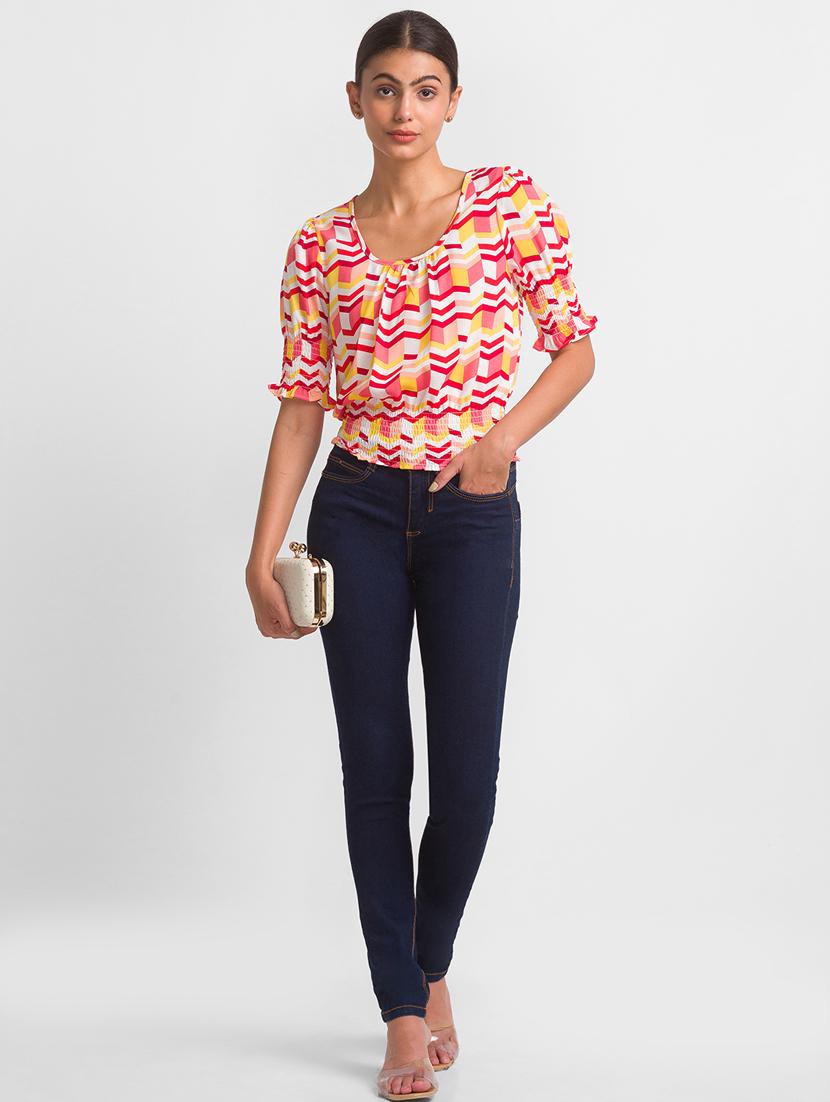 women's blouson round neck top - 18411427 - Standard Image - 4