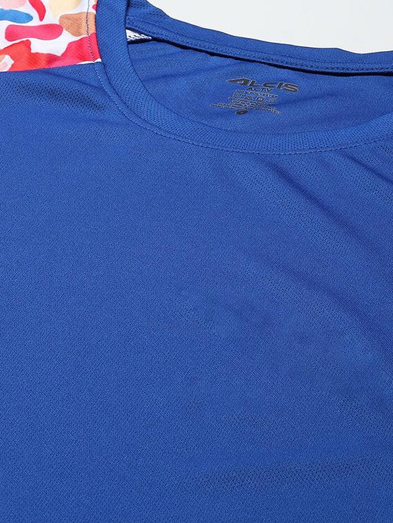 blue color block regular tee - 18411485 - Standard Image - 4