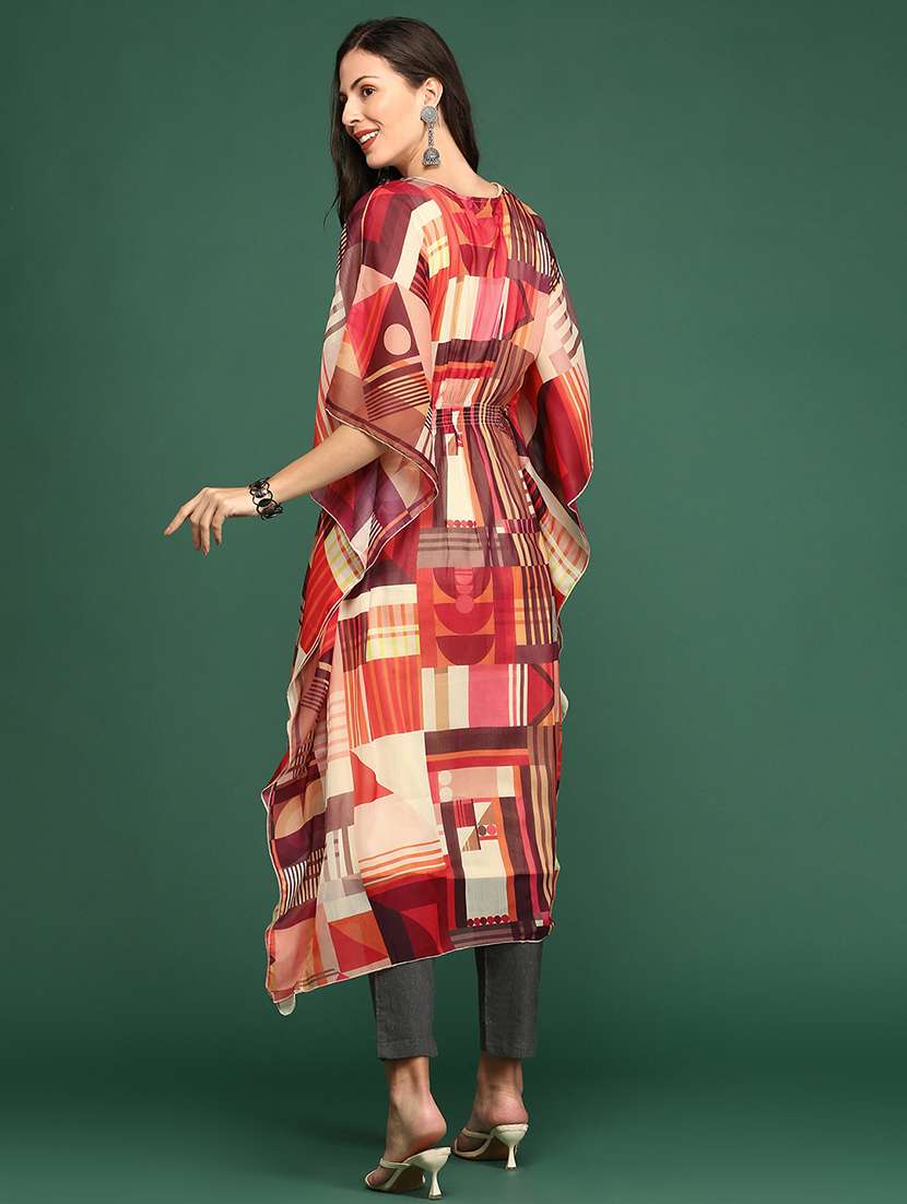 multi colored printed kaftan kurta - 18411556 -  Standard Image - 4