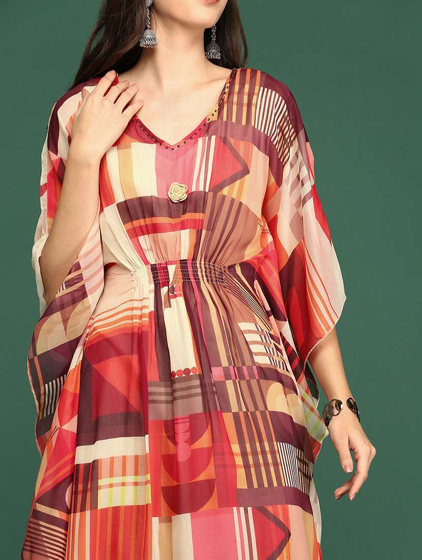 multi colored printed kaftan kurta - 18411556 -  Standard Image - 6