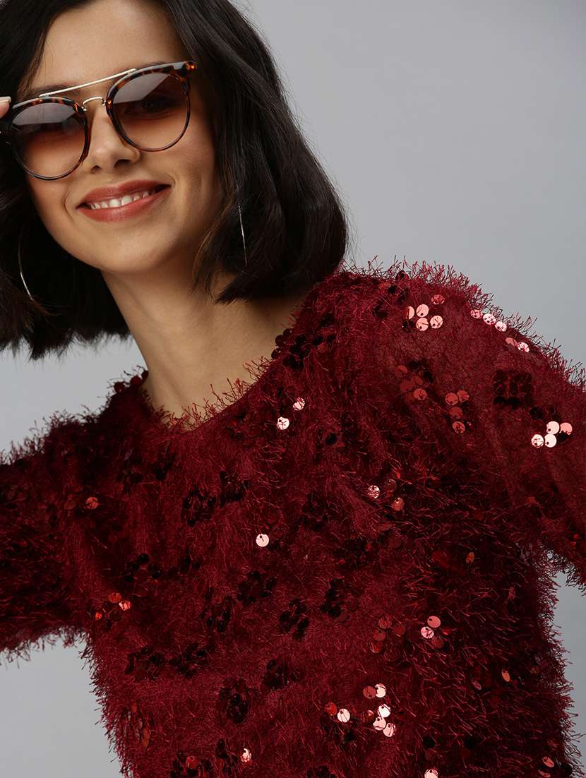 bell sleeved sequin crop top - 18411563 -  Standard Image - 4