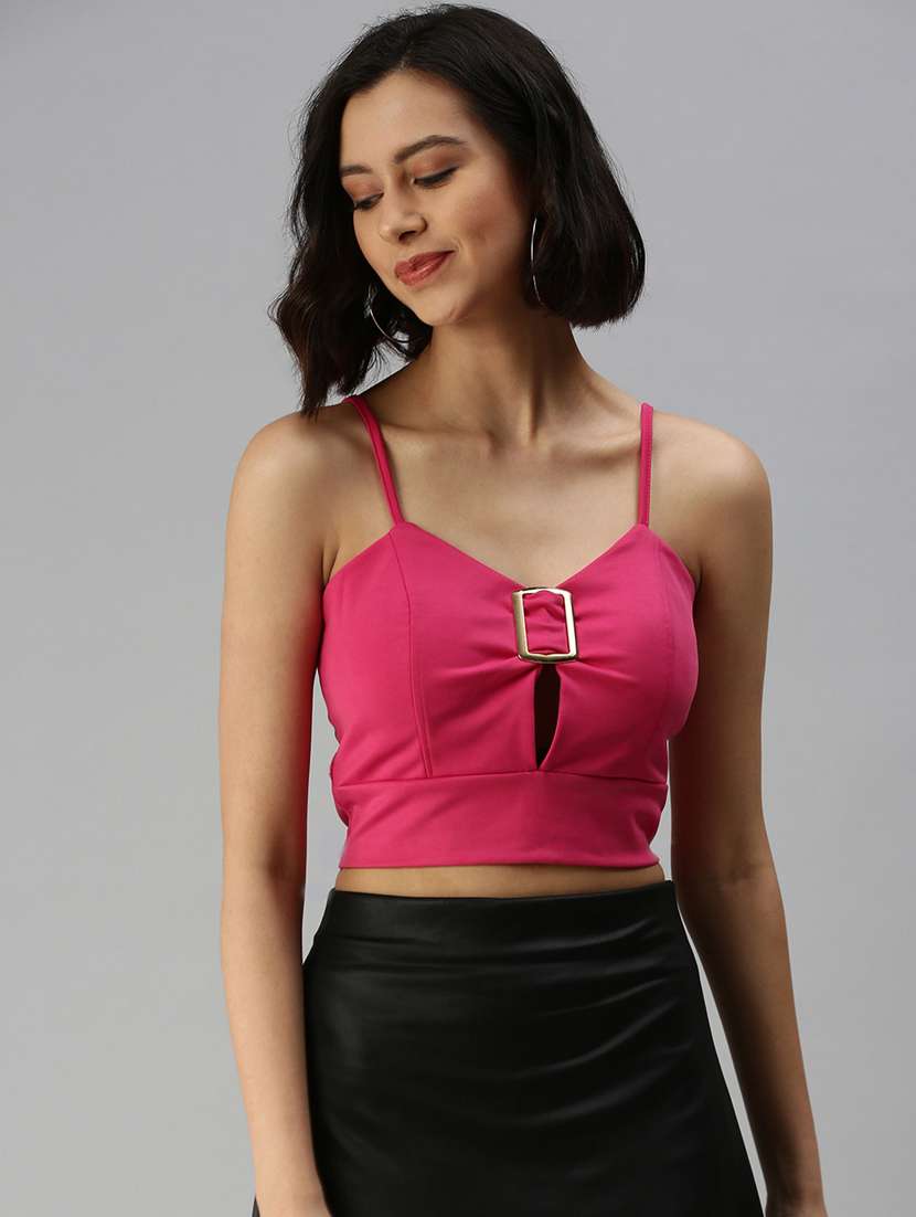 women's crop shoulder strap top