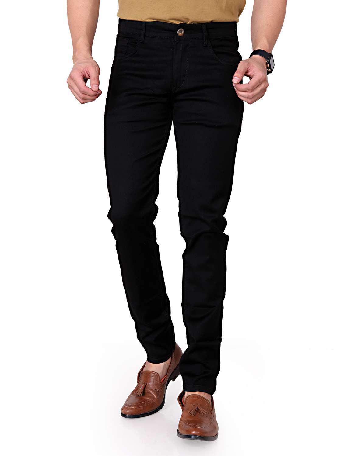 Mens Slim Fit Plain Jeans