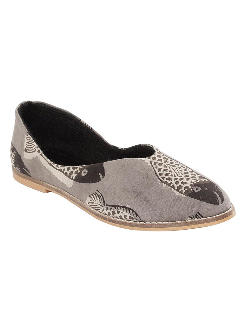 grey fabric slip on ballerina