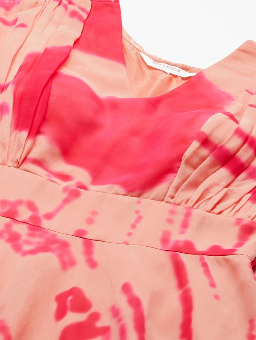 v-neck printed fit & flare dress - 18412188 - Standard Image - 4