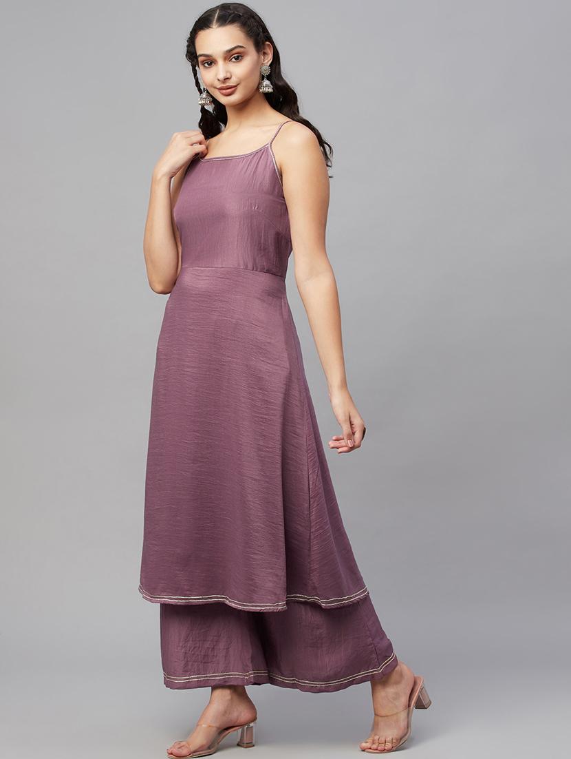 brown kurta palazzo set with dupatta - 18412275 -  Standard Image - 1