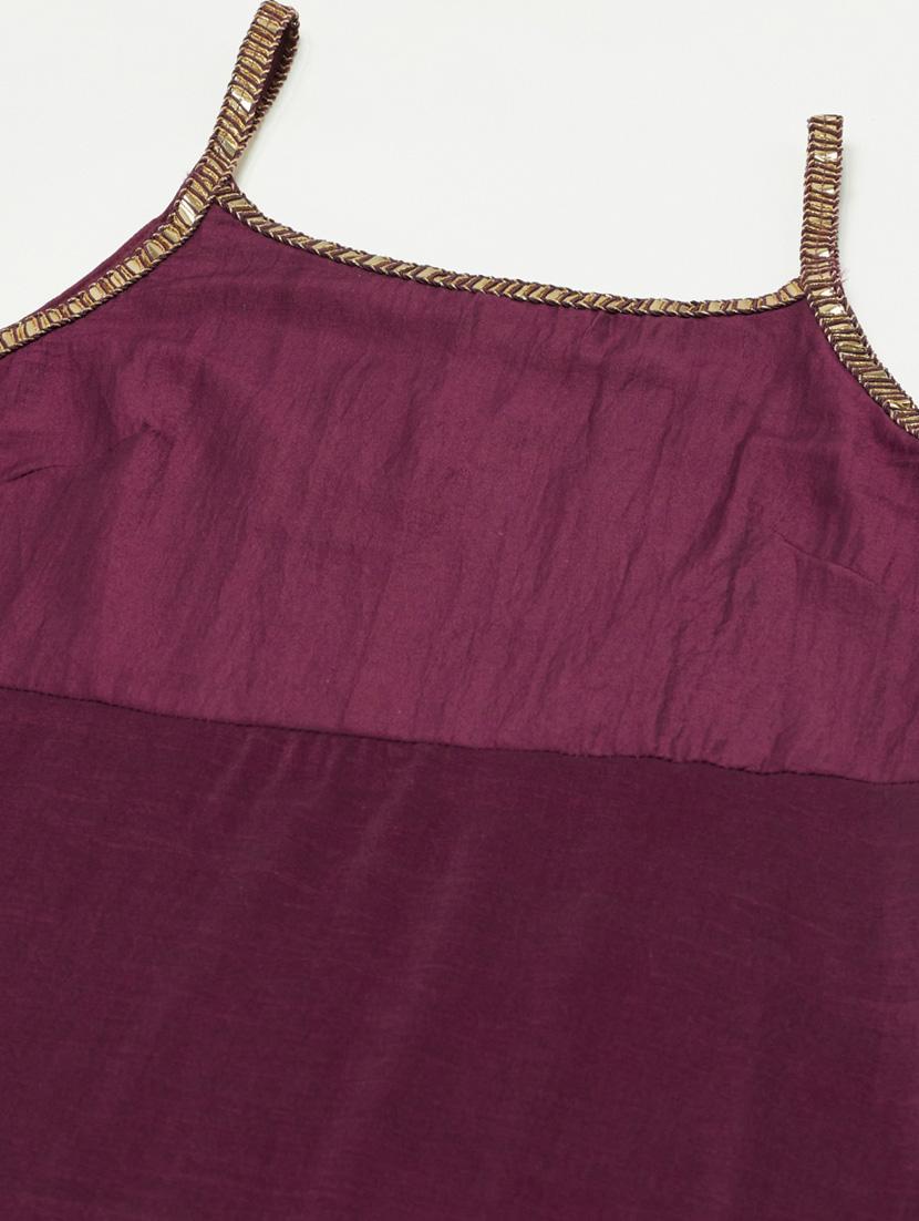 purple kurta palazzo set with dupatta - 18412276 - Standard Image - 4