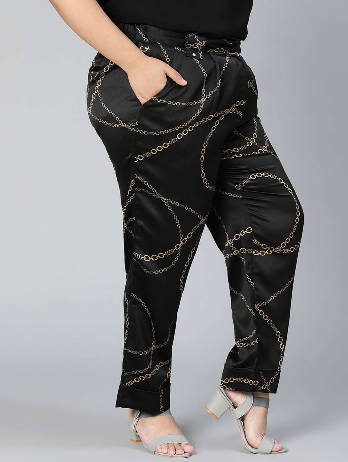 black printed plus size trouser - 18412912 -  Standard Image - 1