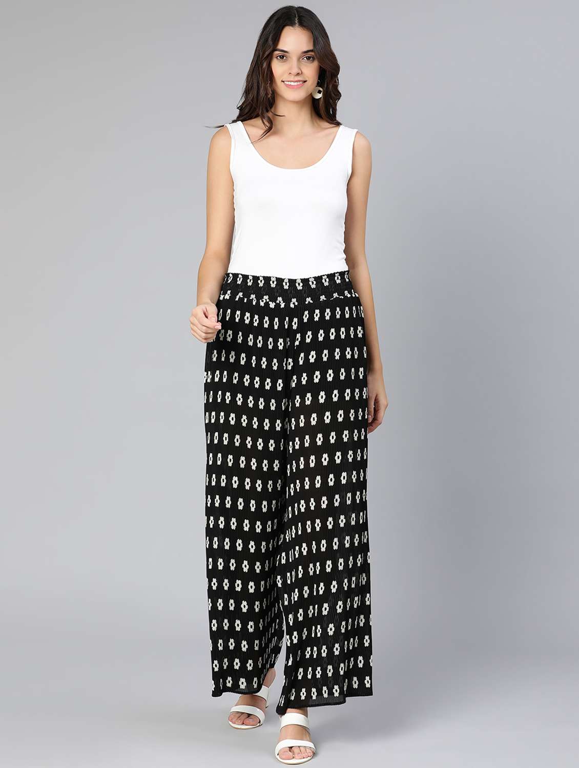 black printed flat front trouser - 18412915 -  Standard Image - 4