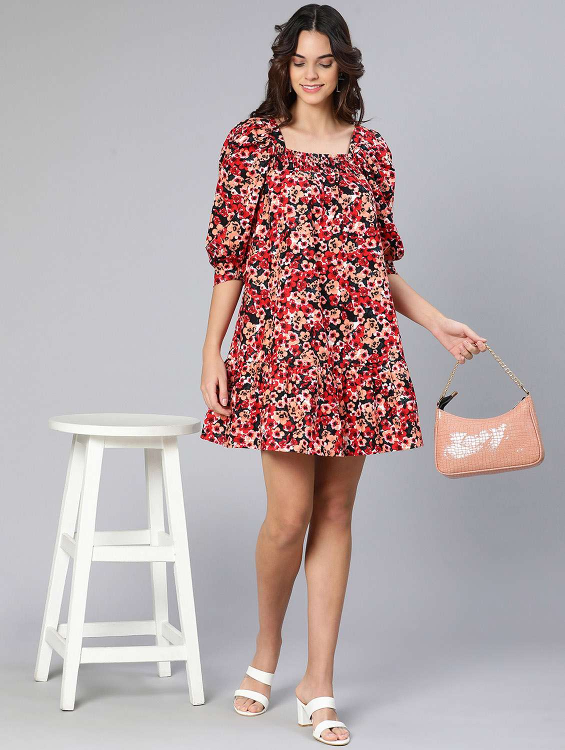 printed fit & flare dress - 18412917 - Standard Image - 4