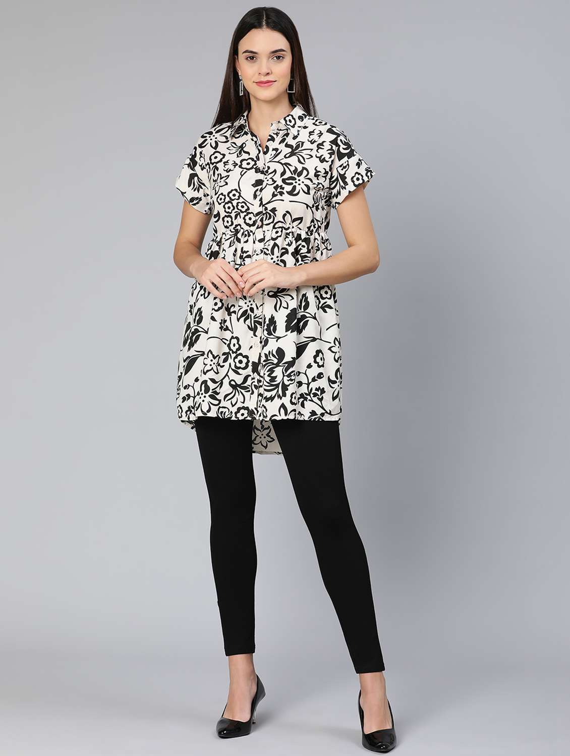 women's high-low collared top - 18412943 - Standard Image - 4