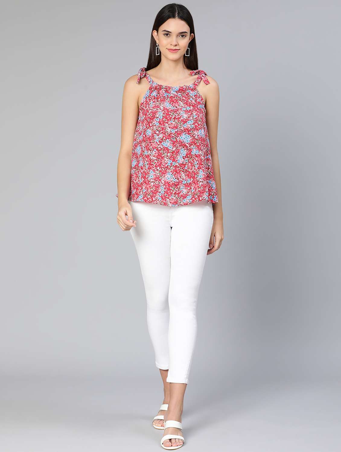 women's a line mandarin neck top - 18412950 - Standard Image - 4