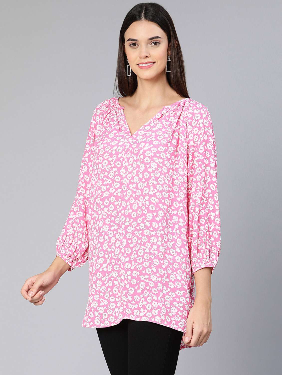 pink printed a line top - 18412952 -  Standard Image - 1