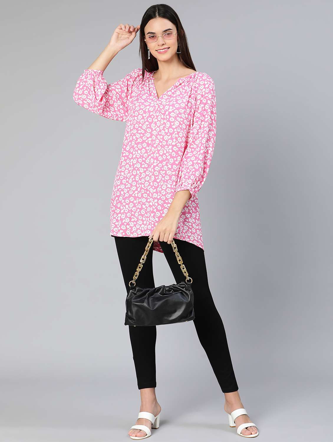 pink printed a line top - 18412952 - Standard Image - 4