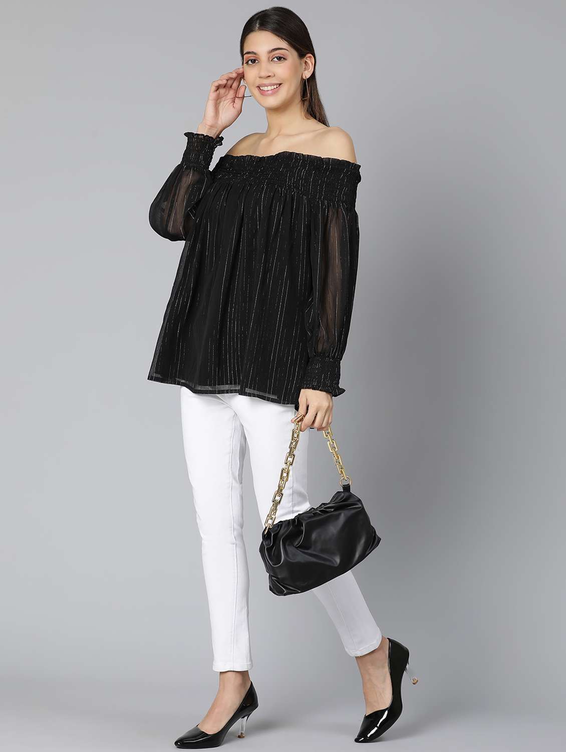 women's straight off shoulder top - 18412953 - Standard Image - 4