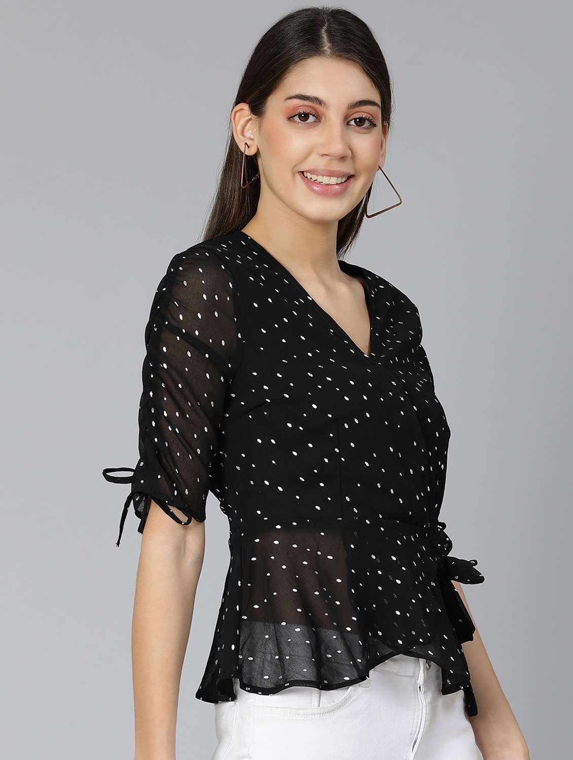 women's wrap v neck top - 18412956 - Standard Image - 1