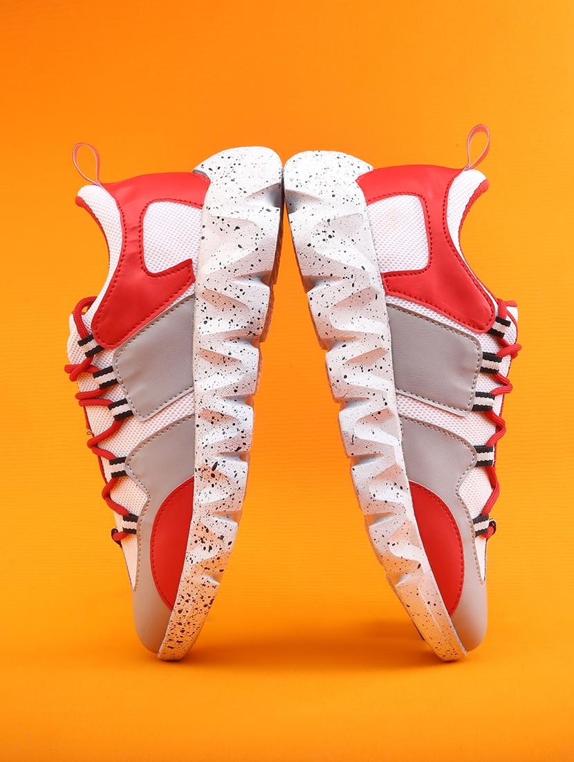 red pu lace up sneakers - 18413059 -  Standard Image - 1