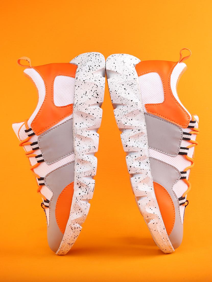 orange pu lace up sneakers - 18413060 - Standard Image - 1